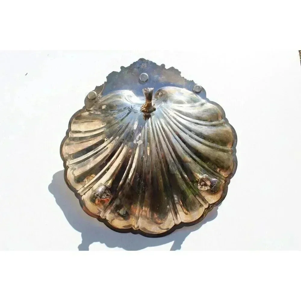 Vtg .Rogers Silver Co Silverplate Hor DOeuvre Tray Clamshell Pedestal Appetizer